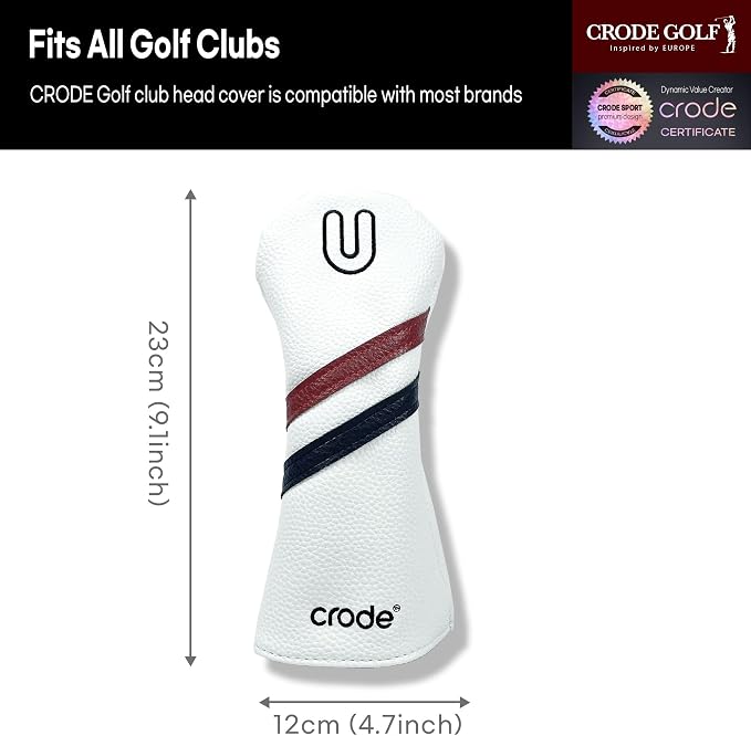 CRODE Golf Club Head Covers Premium Leather for Iron(9pcs/Set), Driver, Fairway Wood, Hybrid, Blade Putter, and Mallet Putter Cover Fit Most Brands