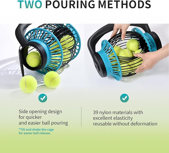 Tennis Ball Hopper Roller, Portable Tennis Ball Collector, No-Bend Tennis Hopper, Quick-Rolling Tennis Ball Picker Upper, 26-51" Telescopic Golf Ball Retriever