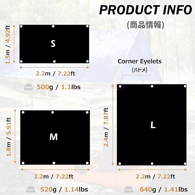 Azarxis Hammock Camping Tarp Rain Fly, Waterproof Tent Shelter Awning Sunshade Cloth Picnic Mat for Outdoor Hiking Beach Backpacking - Included Guy Lines & Stakes