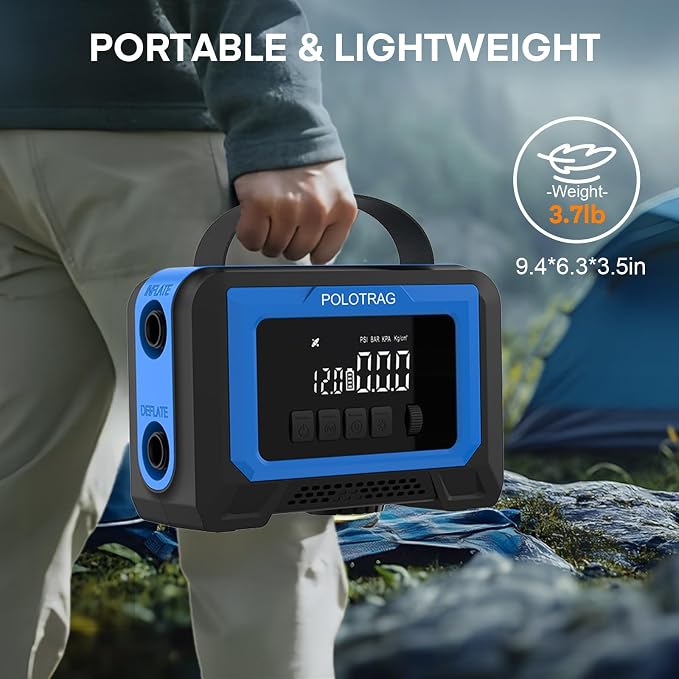 Electric Paddle Board Pump Rechargeable, High Pressure SUP Pump with Inflation & Deflation, Auto-Off, Battery Powered & 12V DCPortable Air Pump for Inflatables and Kayaks
