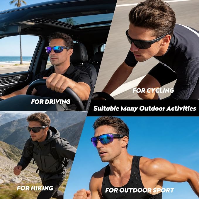 Missfive 2 Pack Mens Preferred Bifocal Sunglasses with Readers Built in, Sporty Semi-Rimless Wrap Dark Reading Glasses UV400 Protection, Adjustable Nose Pad Sun Reader for Outdoor/Driving +2.0