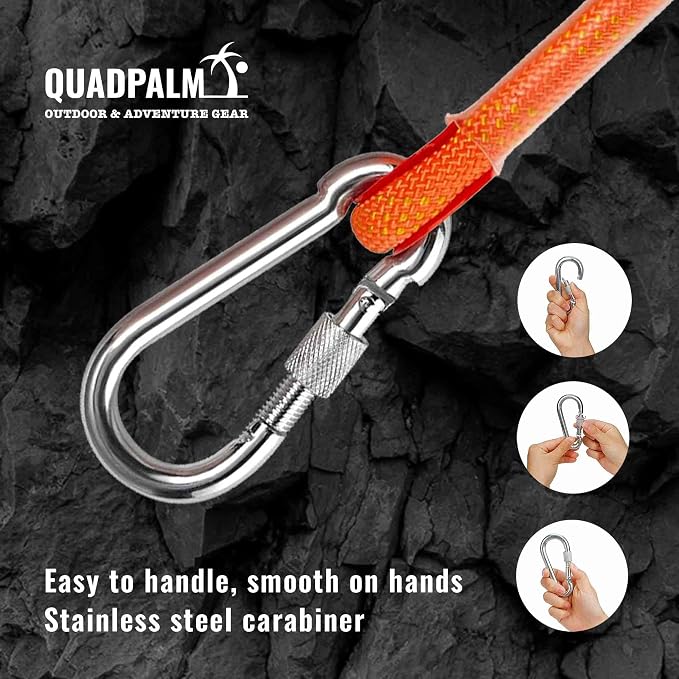 Grappling Hook and Rope 10M (32ft) - Multifunctional Heavy Duty Survival Hook - 4 Stainless Steel Folding Claws - Survival Gear - Outdoors Camping Hiking