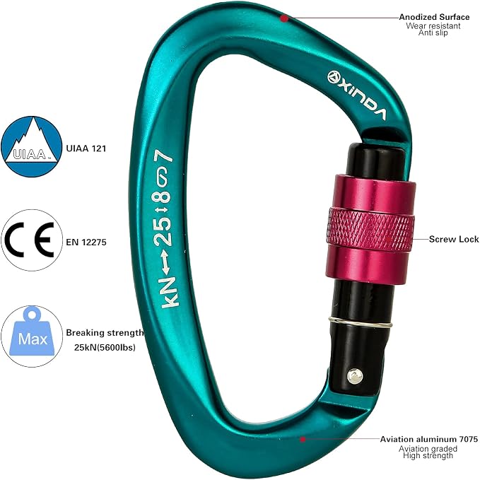 Screwgate Locking Carabiner Clip - Professional Rock Climbing Carabiner Screw Lock,Heavy Duty Carabiners for Climbing,Mountaineer,Hammock,Camping,Outdoor Equipment