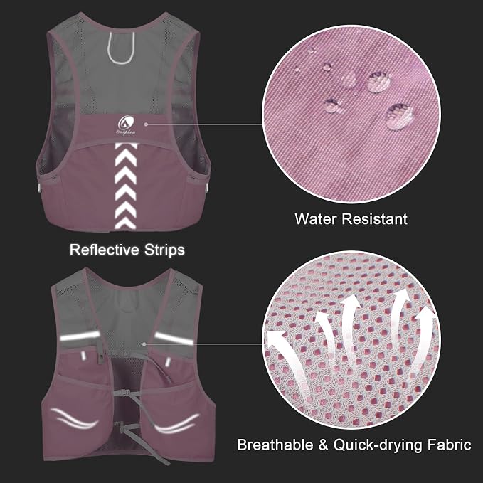 Lightweight Running Vest with 2pcs 500ml Water Bottle for Men Women, Reflective Water Vest Hydration Pack Hydropack for Hiking, M/L