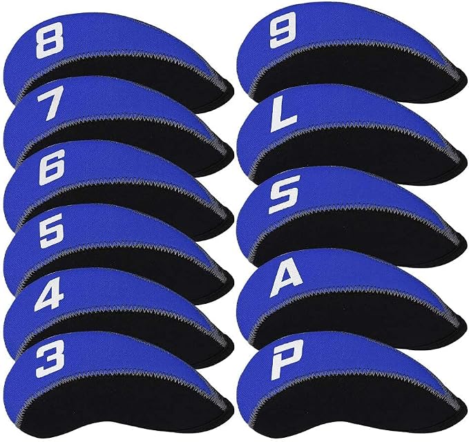 Crafrsman Golf Neoprene Iron Cover Set Blue and Black Golf Headcover Set