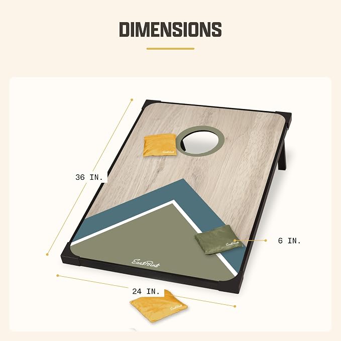 EastPoint 2' x 3' MDF Cornhole Board Set - 2 Boards & 8 Bean Bags - Bean Bag Toss with Storage & Carry Handles - Durable MDF for Outdoor Family Games - Tailgate Games & Beach Play