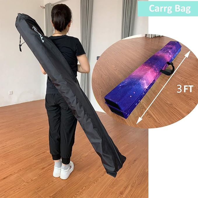 MARFULA 6 FT / 8 FT / 9 FT Folding Gymnastics Beam Foam Balance Floor Beam - Extra Firm - Suede Cover - Anti Slip Bottom with Carry Bag for Kids/Adults Home Use