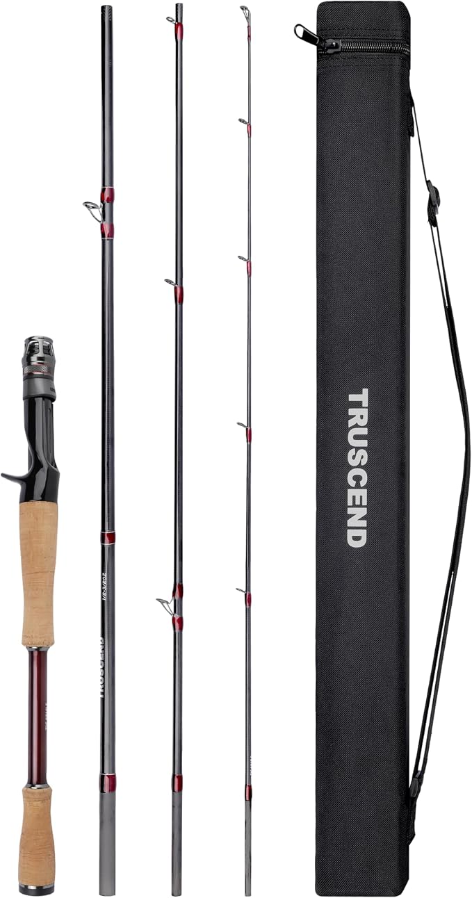 TRUSCEND Craz Easy Control Baitcasting Fishing Rods, 1-Piece Performance Multi-Piece Travel Rod, High Strength & Sensitive Backbone, Tough Fishing Rod with Toray Carbon, Fuji A Ring & K Guide