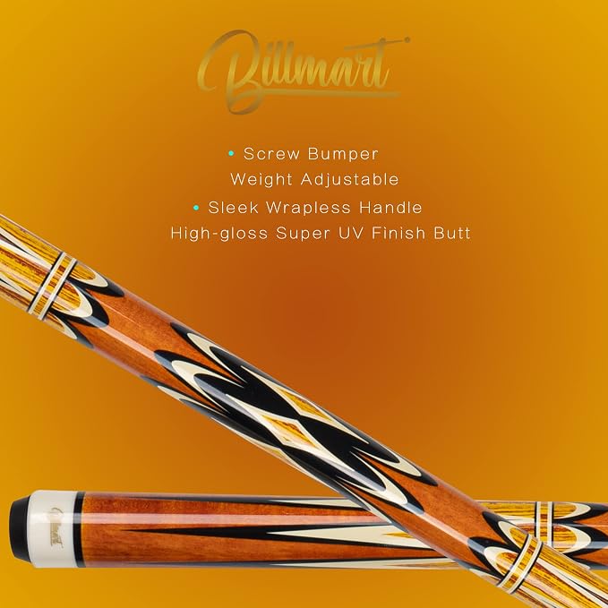 Billmart Pool Cue Stick, Low Deflection Shaft Billiard Cue Sticks with Hard Case, Pool Table Sticks Queue, 19-21 oz Pool Que