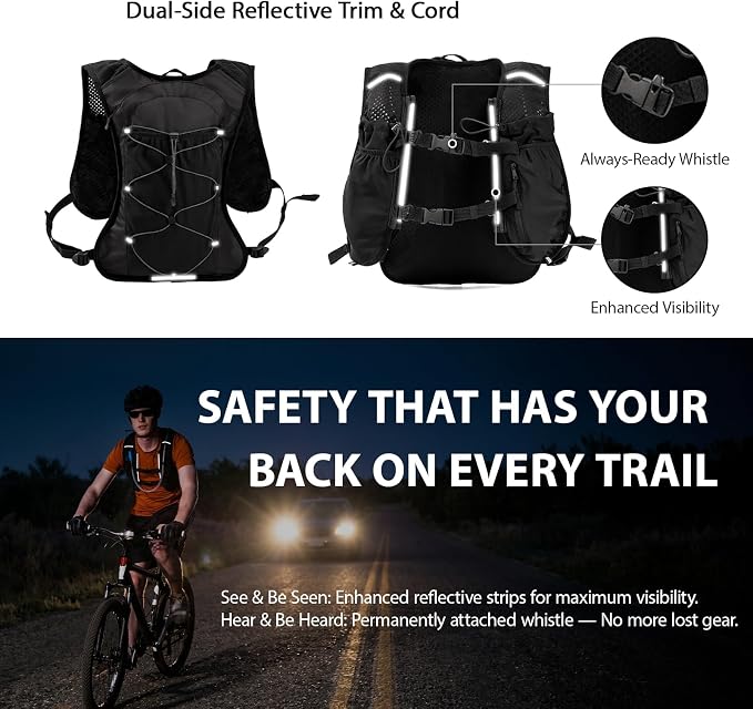 HIPONY Hydration Backpack with 2L Leak-Proof Water Bladder, Lightweight Running Hydration Pack, Adjustable Vest Style Water Backpack for Hiking, Cycling and Trail Running
