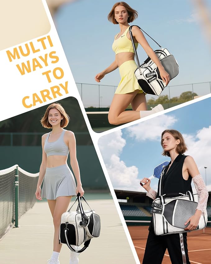 Jetviivid Pickleball Bag for Women with Paddle Pocket-Fits 2 Paddles, Puffer Pickleball Tote with Shoe Compartment & Fence Hook