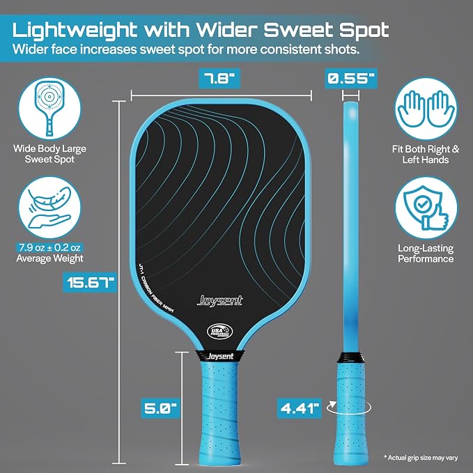 Pickleball Paddles Set, USAPA Approved Carbon Fiber Pickleball Set of 2 with Beginner Pickleball Rackets, Indoor Outdoor Pickle Balls for Adults Men Women, JT-1