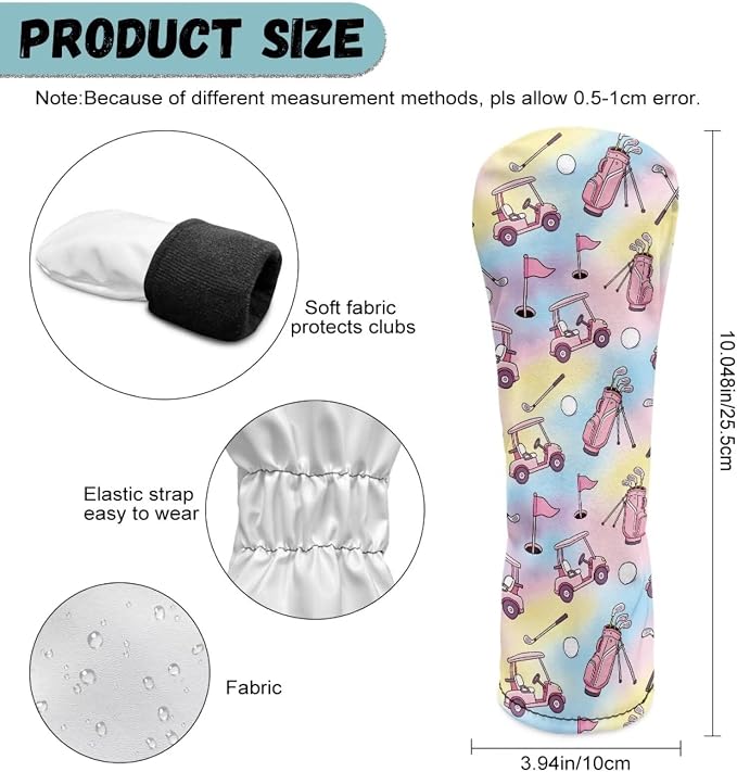 Rnyleeg Golf Club Head Covers for Women Driver Head Cover Leather Fairway Wood Headcover Hybrid Headcovers for Golf Clubs
