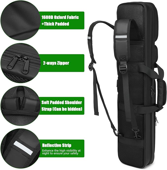 Pool Cue Case 4x4, Pool Stick Case Cue Bag with Hidden Backpack-Strap, Cue Stick Case Holds 4 Butts and 4 Shafts, Billiard Pool Cue Carrying Case with Large Front Accessory Pockets and 1 Cue Ball Case