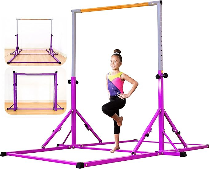 Marfula Gymnastic Bar For Kid and Teenage of 3-25, 5Ft/8 FT Base Length 4Ft Width 5Ft Adjust Height, Gymnastic Kip Bar For Gymnast, Gymnastic Training Equipment For Professional Training Home Club Use
