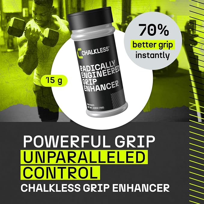 Chalkless Grip Enhancer - Premium Liquid Chalk Alternative & Less Mess Hand Chalk for Weightlifting, Powerlifting, Yoga, Gaming, Climbing, and More, Non-Toxic Long-Lasting & Reliable