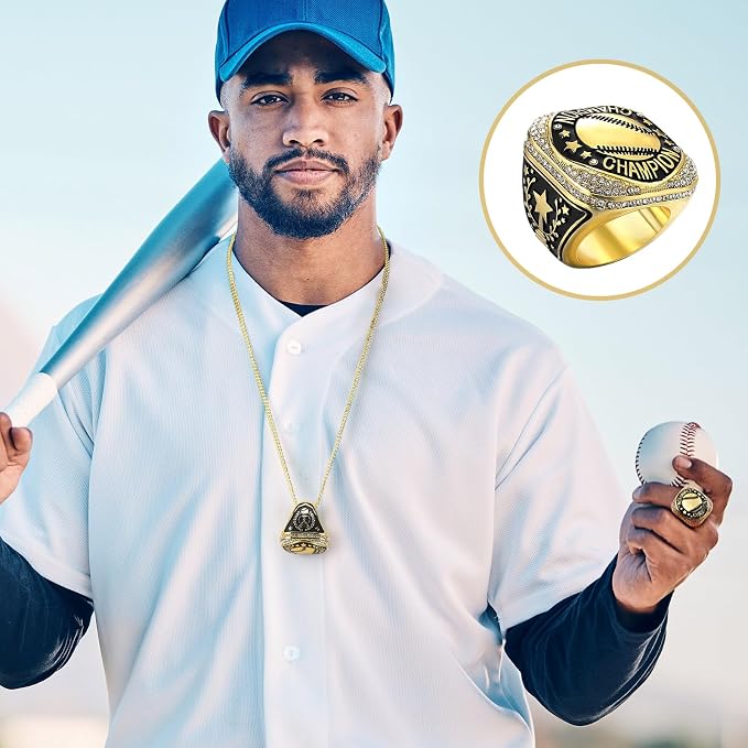 Highergo 10 Pcs Basketball Softball Baseball MVP Dancer Champion Trophy Ring with Display Stand Star Football Soccer Volleyball Golf Cheerleading Bowling Track Field