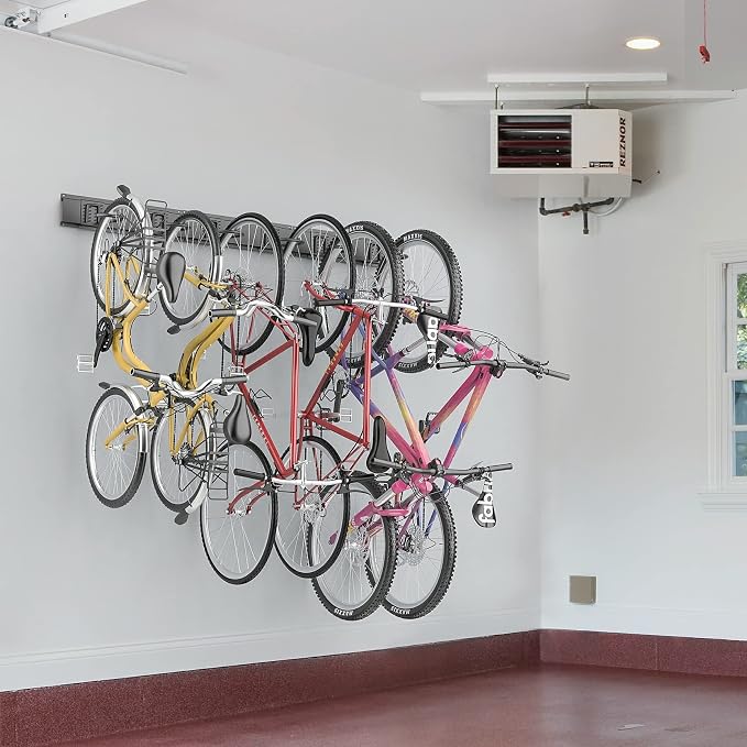 WALMANN Bike Hooks for Garage Wall, 6 Bikes Storage Rack Space Saving Wall Bike Mount Holds Up to 300 lbs, Vertical Bicycle Storage