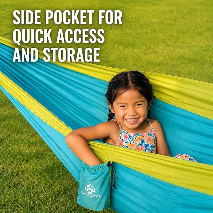 Camping Hammock – 500lbs Portable Hammock with Tree Straps - Travel, Backpacking, Hiking, Outdoors Camping Gear (Blue)