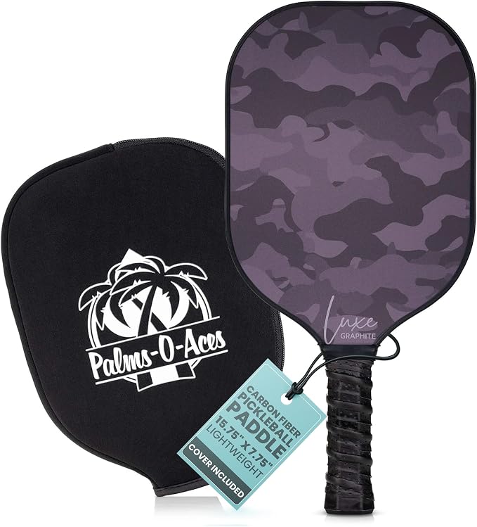 Palms-O-Aces Carbon Fiber Pickleball Paddle – USAPA Approved 16mm T700 Graphite Paddle with Textured Spin Surface | Lightweight Carbon Fiber Pickleball Paddles & Racket | Includes Paddle Cover