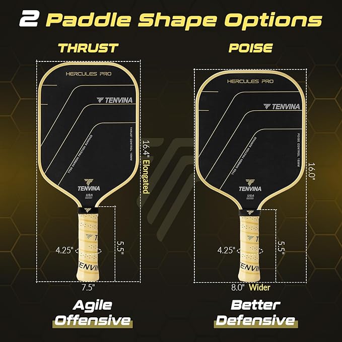 TENVINA Pickleball Paddles, Thermoformed T700SC Carbon Fiber Pickleball Paddle, Pickle Ball Paddle USAPA Approved with Dominant Power and Larger Sweet Spot