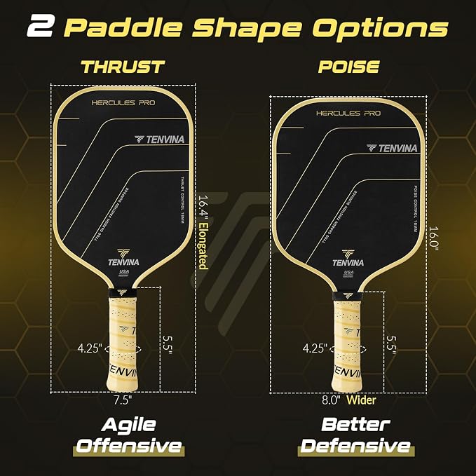 TENVINA Pickleball Paddles, Thermoformed T700SC Carbon Fiber Pickleball Paddle, Pickle Ball Paddle USAPA Approved with Dominant Power and Larger Sweet Spot