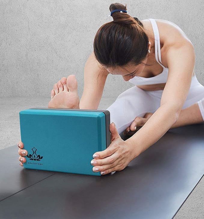 Heathyoga Yoga Sets - Yoga Blocks and Strap Set, Microfiber Yoga Towel with Exclusive Corner Pockets Design + Free Spray Bottle
