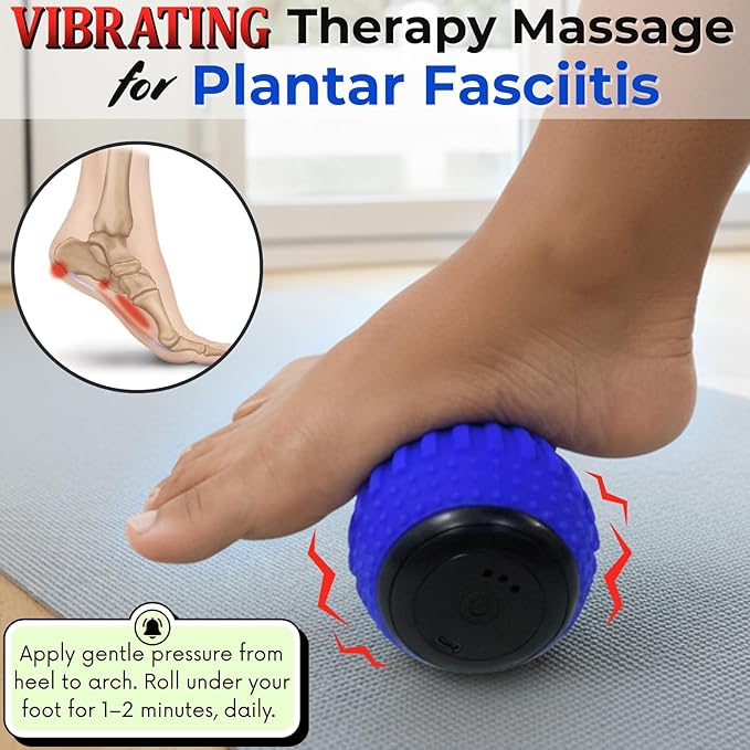 ZeenKind Vibrating Peanut Massage Ball for Plantar Fasciitis, Muscle Pain Relief with 4 Speed, Deep Tissue Therapy for Myofascial Release & Muscle Recovery, Neck Back Foot Roller Massager | Portable Foot Roller Massager for Deep Tissue Therapy Muscle P...