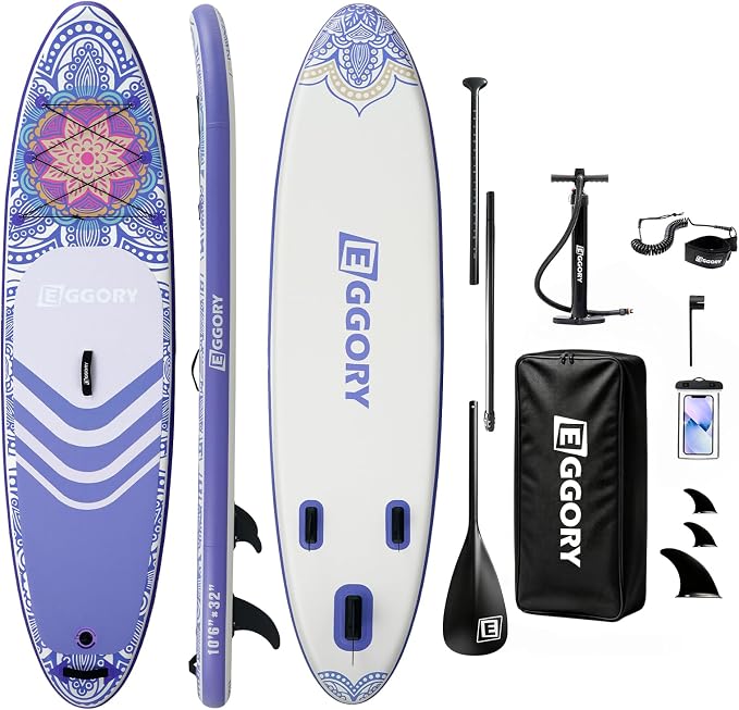 Inflatable Paddle Board,Stand Up Paddle Board Set, Extra Wide SUP Board with Removable Fin, Floating Paddle, Hand Pump, Waterproof Phone Pouch,Traveling Board