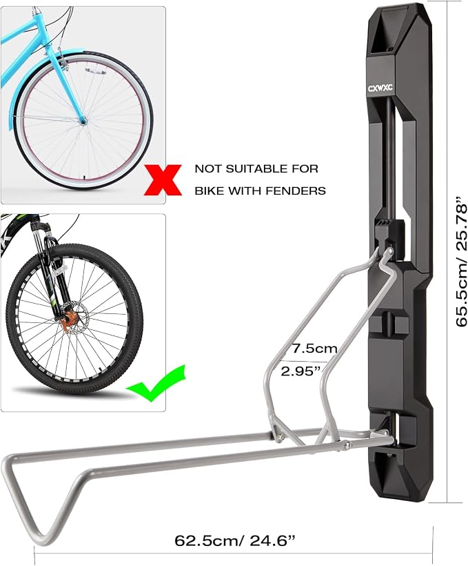 CXWXC Bike Rack Garage - Swivel Bike Wall Mount Rack - Bike Hangers for Garage, Space-Saving, Indoor Bike Storage Rack for Road, MTB, and Hybrid Bicycles