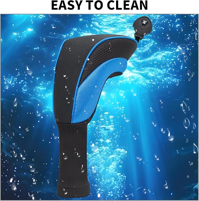 Golf Club Head Covers for Woods 3/4/5/6 Pieces Long Neck Mesh Sports Golf Club Headcovers Set with Interchangeable No. Tags 3 4 5 6 7 X Golf Accessories for Men Women