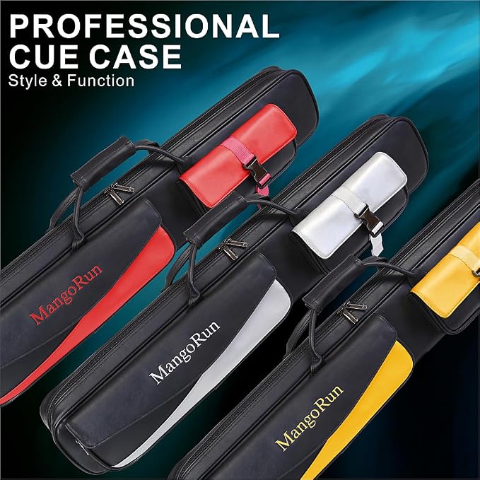 7-Hole PU Leather Pool Cue Case – Holds 3 Butts + 4 Shafts + Extension, Dual Accessory Pockets, Padded & Water-Resistant Billiard Cue Bag