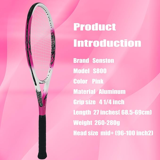 Senston 27 inch Tennis Racket for Adults 1 Pack Tennis Racket Set Tennis Overgrip, Vibration Damper