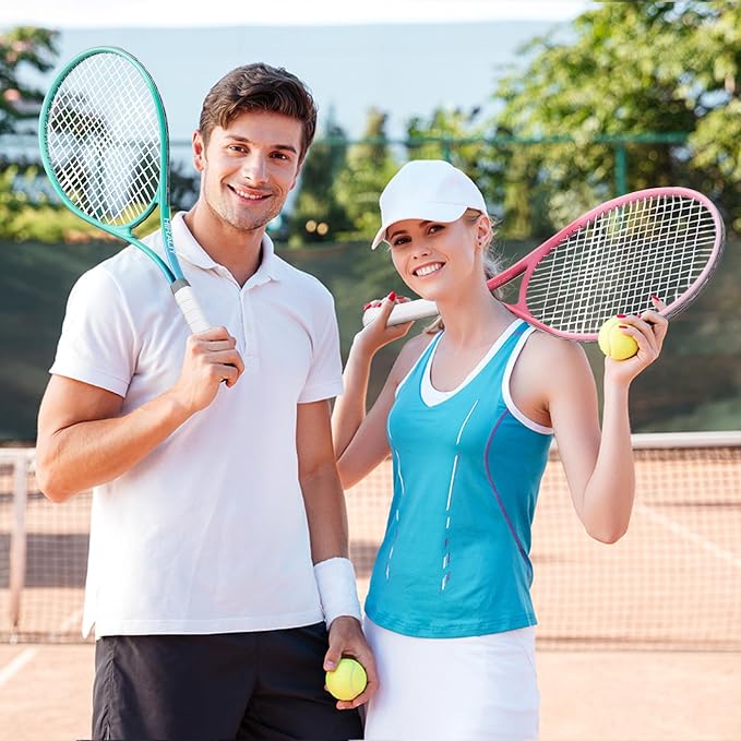 HIRALIY Tennis Rackets 2 Pack for Adults Beginners - 27 Inch Lightweight Aluminum Tennis Racquet Set with 3 Balls & Carry Bag - Vibration Dampening & Large Sweet Spot for Men Women Couples