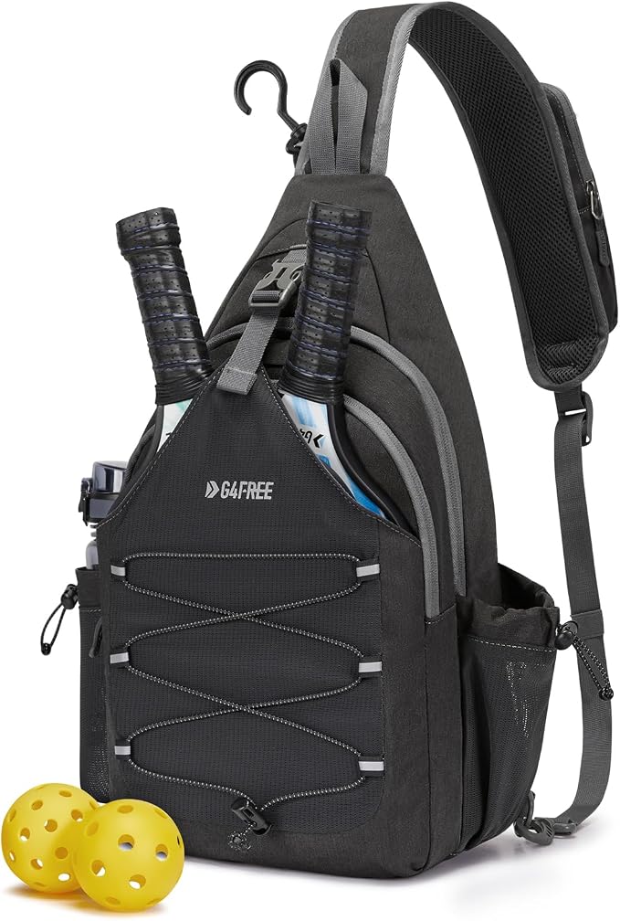 G4Free Pickleball Bag, Crossbody Sling Bag for Men Women, Pickleball Backpack, Pickle Ball Paddle Bag Gifts for Sports