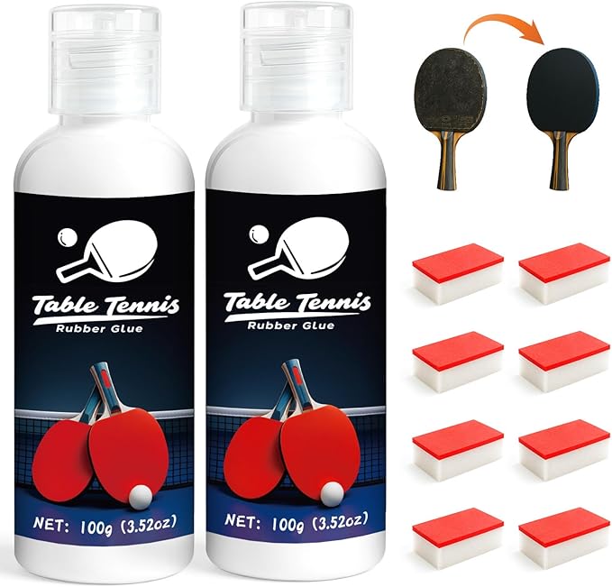 Table Tennis Glue, Perfect for Assembling Table Tennis Ping Pong Paddle, Comes with 8 Sponges to Easily Replace Table Tennis Rubber
