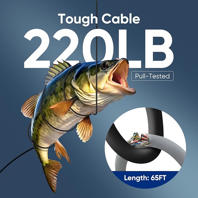 Underwater Fishing Camera 5 Inch, 1000TVL IPS Monitor Fish Finder, Wide Angle IP68 Waterproof, Infrared Night Vision with 65ft Cable for Ice, River and Boat-S26
