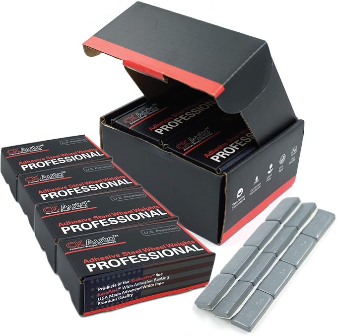 CKAuto 4 Boxes, 288 Pcs, 1oz, Grey, Adhesive Stick on Wheel Weights,EasyPeel Tape, 72 oz/Box, US Quality