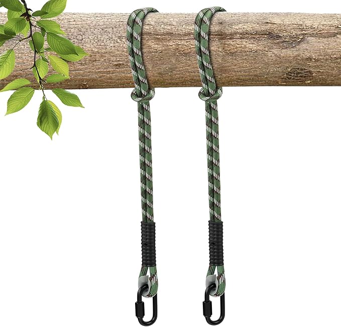 Heavy Duty Tree Swing Ropes, Hammock Tree Straps Hanging Kit, for Outdoor Swings Hammock Playground Set Accessories (5.41ft,65",Green,2Pack)