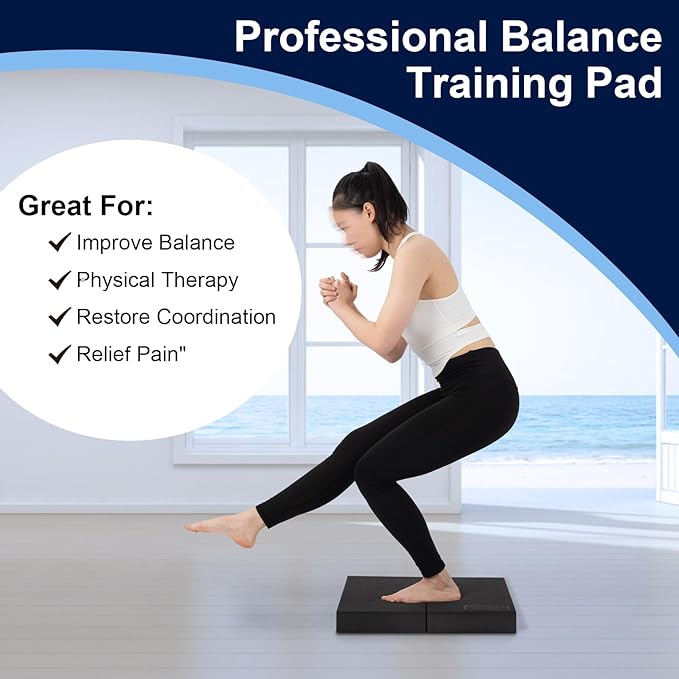 StrongTek 2-in-1 Non-Slip Balance Pad and Adjustable Wooden Slant Board Set – Enhance Core Strength, Stability, and Flexibility