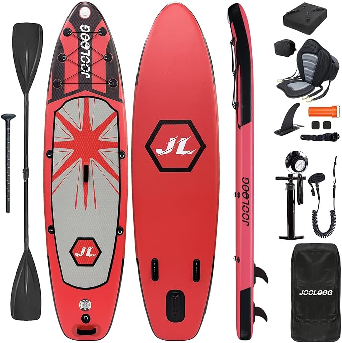 Inflatable Stand Up Paddle Board with Seat, 10'6"/10'5" SUP 440LBS, Recreational Paddleboard for Adults Beginners, Blow Up Paddle Board with Fishing Design, Camera Mount, Cooler Bag & Full Accessories