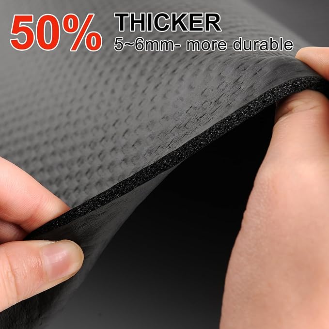 Bike Mat, Exercise Mat for Carpet & Hardwood Floors, Cushioned, Black