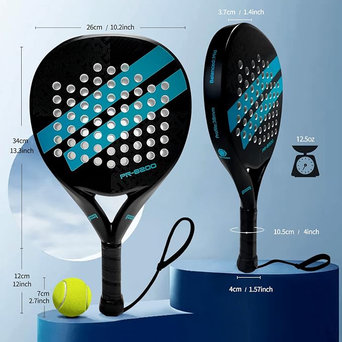 Padel Racket Carbon Fiber Surface with EVA Memory Flex Foam Core Lightweight Padel Racquet