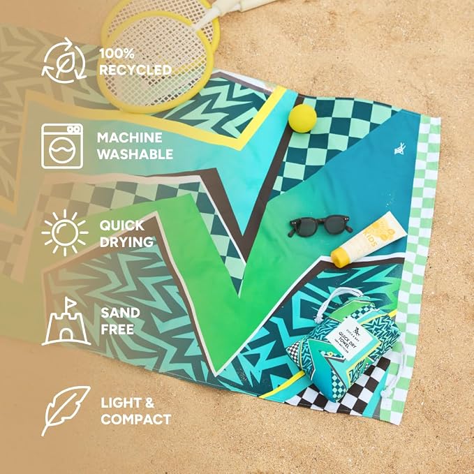 Dock & Bay Kid's Towel - for Beach Use - Quick Dry, Sand Free - Compact, Lightweight - 100% Recycled - Includes Bag - Tide Skater, Medium (130x70cm, 51x28)