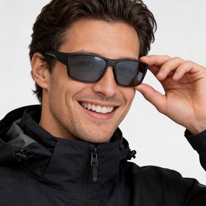 Missfive 2 Pack Mens Preferred Bifocal Sunglasses with Readers Built in, Sporty Semi-Rimless Wrap Dark Reading Glasses - Full Frame Rubber Thick Temples, UV400 Protection Outdoor/Driving, +200