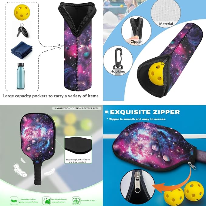 Pickleball Paddles Set 3PCS Pickleball Paddle Case Pickleball Racket Pickleball Bag Ideal for Beginners Gifts