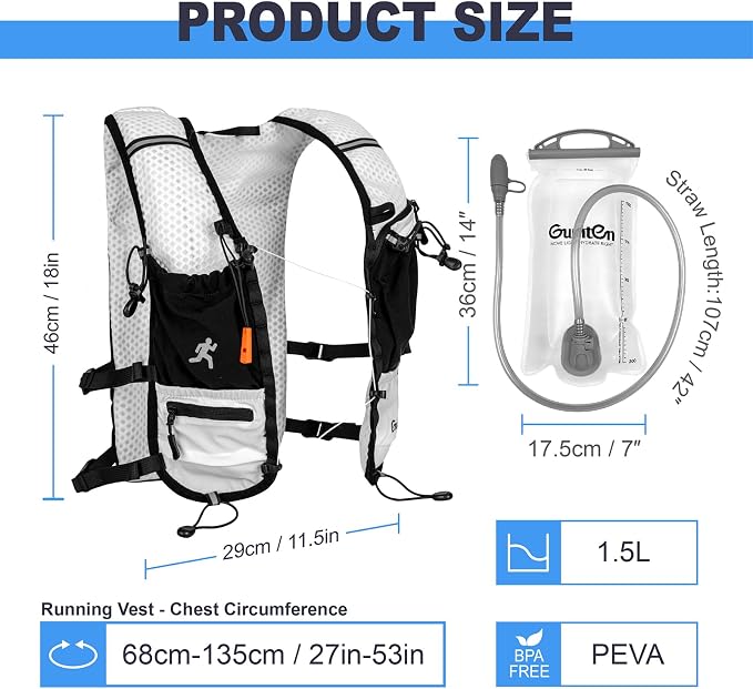 Running Vest with Adjustable Chest Straps for Women Men Hydration Vest for Marathon Jogging Hiking Cycling