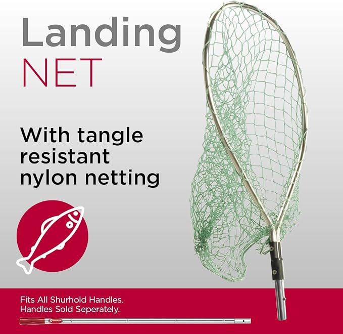 Shurhold 1820 Fishing Landing Net Durable Fish Net with Strong Handle for Freshwater and Saltwater Fishing - 17" x 20" x 30"