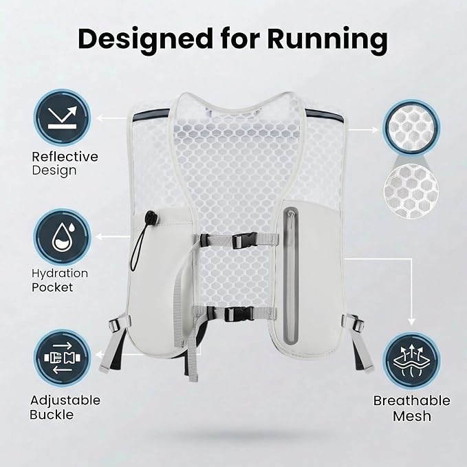 Running Vest for Women Men Hydration Backpack with 500ml Soft Flask Lightweight Water Pack