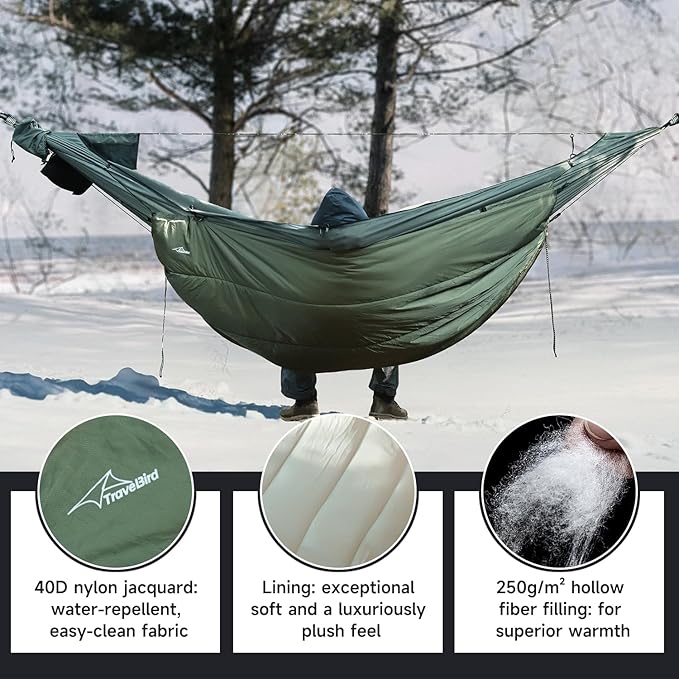 Camping Hammock Tent with Hammock Underquilt, Lightweight Hanging Hammocks Tree Straps, Portable for Hiking, Backpacking